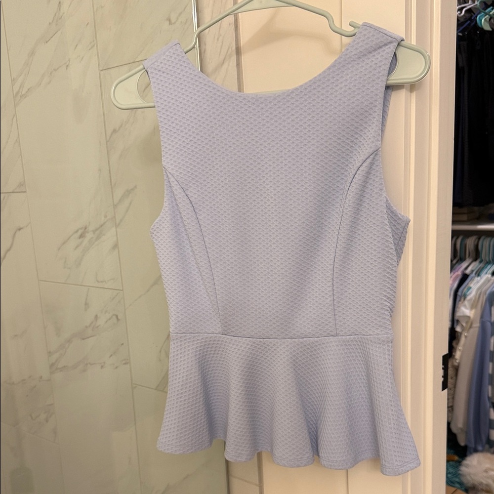 Forever 21 Light Blue Textured Peplum Top